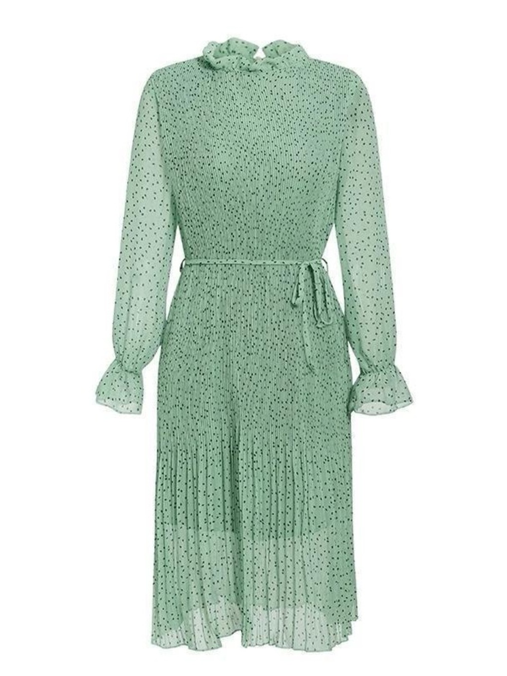 Elegant Classy Long-Sleeve Bohemian Chiffon Midi Dress with Belt Size Medium